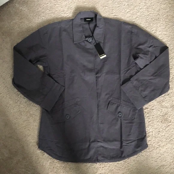 Monrow Shirt Shacket Mechanic Utility Trucker Jacket Gray Button Down New